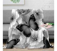 stampa 3D floreale design coperta da salotto microfibra biancheria da letto lavabile in lavatrice coperta da soggiorno morbida per giovani in serate con amici Monochrome nature 70×80inch(180x200cm)