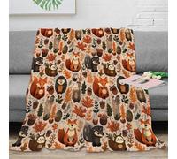 stampa 3D forest animals coperta per tutte le stagioni microfibra biancheria da letto non perde pelo coperta versatile anti-pilling per giovani in casa Carino cartone animato 80×90inch(200x230cm)