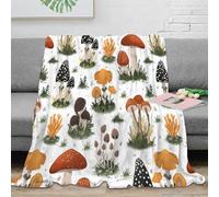 stampa 3D Forest mushrooms coperta microfibra biancheria da letto anti-pilling e calda plaid compatto per giovani in trasferte lavorative Nature illustrazione 70×80inch(180x200cm)