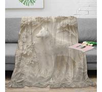 stampa 3D Forest wolf arte plaid da divano microfibra biancheria da letto non perde pelo coperta da divano morbida per regali per la casa Nature scena sculpture 40x50inch(100x130cm)