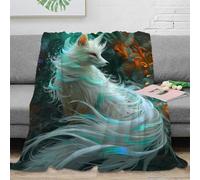stampa 3D fox arte coperta da ufficio microfibra biancheria da letto lavabile plaid da ufficio morbido e caldo non perde pelo per lavoro Fantasy creature 70×80inch(180x200cm)