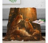 stampa 3D Fox couple in forest coperta per tutte le stagioni microfibra biancheria da letto non perde pelo coperta versatile per regali per ogni occasione Autumn fantasy arte 80×90inch(200x230cm)