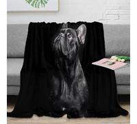 stampa 3D French Bulldog coperta da salotto microfibra biancheria da letto soffice e calda coperta da camera da letto non perde pelo per uso residenziale Black Pet Portrait 80×90inch(200x230cm)