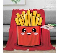 stampa 3D french fries kawaii coperta da pisolino microfibra biancheria da letto non perde pelo plaid da pisolino caldo per studenti in pausa studio cartone animato food 70×80inch(180x200cm)
