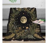 stampa 3D Full Moon Night coperta termica microfibra biancheria da letto isolante coperta da letto morbida e calda traspirante per notti fredde Botanical Fantasy arte 40x50inch(100x130cm)