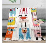 stampa 3D Funny cartoon dogs plaid da camera da letto microfibra biancheria da letto soffice coperta in pile anti-pilling lavabile in lavatrice per camera Childlike doodle 60x80inch(150x200cm)