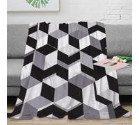 stampa 3D Geometric patterns coperta da pisolino microfibra biancheria da letto non perde pelo plaid da pisolino caldo per regali per chi ama riposare astratto monochrome 80×90inch(200x230cm)