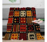stampa 3D Geometric patterns coperta termica microfibra biancheria da letto morbida plaid termico soffice e caldo anti-pilling non perde pelo per inverno African tribal arte 60x80inch(150x200cm)
