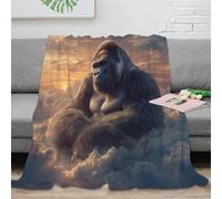 stampa 3D Gorilla floating coperta da ufficio microfibra biancheria da letto traspirante plaid da ufficio anti-pilling per regali per colleghi Fantasy cloud scena 50x60inch(127x152cm)