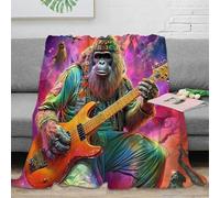 stampa 3D Gorilla musicia coperta da riposo microfibra biancheria da letto morbida plaid da riposo caldo e traspirante lavabile in lavatrice per relax vibrante psychedelic 50x60inch(127x152cm)