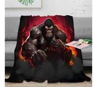 stampa 3D Gorilla Warrior coperta in pile microfibra biancheria da letto traspirante plaid in pile morbido per regali per amanti del comfort Fantasy arte 60x80inch(150x200cm)