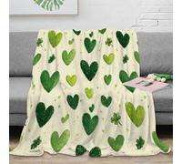 stampa 3D green-hearts-sticker coperta per tutte le stagioni biancheria da letto morbida plaid versatile caldo e soffice anti-pilling per ogni stagione hand-drawn-illust 50x60inch(127x152cm)