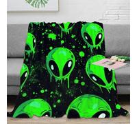 stampa 3D GreenAlienArt coperta da viaggio microfibra biancheria da letto leggera plaid da viaggio compatto e morbido anti-pilling per spostamenti StylizedPopCultureDesign 80×90inch(200x230cm)