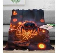 stampa 3D Halloween spider coperta da viaggio microfibra biancheria da letto anti-pilling coperta da ufficio compatta e lavabile in lavatrice per ufficio spooky night scena 40x50inch(100x130cm)