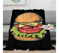 stampa 3D hamburger sketch coperta da pisolino microfibra biancheria da letto morbida e calda coperta da riposo lavabile in lavatrice per chi ama il comfort cartone animato food 70×80inch(180x200cm)