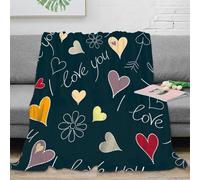 stampa 3D Heart doodle design coperta da camera da letto microfibra biancheria da letto non perde pelo plaid da camera morbido per residenze studentesche Hand drawn romantic 40x50inch(100x130cm)