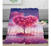 stampa 3D Heart shaped tree coperta da viaggio microfibra biancheria da letto anti-pilling coperta da viaggio compatta per regali per viaggiatori Romantic fantasy arte 40x50inch(100x130cm)