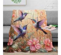 stampa 3D Hummingbirds in flight coperta in pile microfibra biancheria da letto traspirante plaid in pile morbido per regali per amanti del comfort Nature painting 60x80inch(150x200cm)