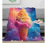 stampa 3D Ice cream swirl coperta microfibra biancheria da letto morbida e calda plaid elegante anti-pilling per regali di compleanno fantasy cosmic dessert 70×80inch(180x200cm)