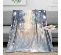 stampa 3D Inverno Forest scena coperta per aria condizionata microfibra biancheria da letto morbida coperta per estate leggera per giovani in vacanza estiva Snowy Nature arte 50x60inch(127x152cm)