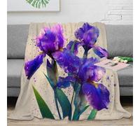 stampa 3D iris flowers coperta da viaggio microfibra biancheria da letto morbida coperta da riposo calda e soffice anti-pilling per relax in viaggio acquerello botanical 70×80inch(180x200cm)