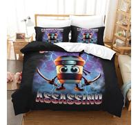 Stampa 3D Italian Brainrot，Cappuccino Assassino Biancheria Da Letto 3 Pezzi Copripiumino Con Cerniera E Federe Per Ragazzi E Ragazze,coppie,camera Da Letto,decorazione Single（140x200cm）