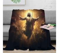 stampa 3D Jesus ascension coperta da divano microfibra biancheria da letto soffice e calda coperta da salotto traspirante anti-pilling per soggiorno religious spiritual arte 40x50inch(100x130cm)