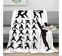stampa 3D karate silhouettes coperta da pisolino microfibra biancheria da letto non perde pelo plaid da pisolino caldo per regali per chi ama riposare martial arts action 50x60inch(127x152cm)