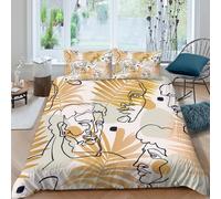 Stampa 3D Line art faces Copertura per letto Microfibra Biancheria per letto Con federa Duraturo Modern abstract design Fodera copriletto Morbido per studenti giovani single Single（135x200cm）