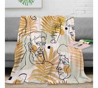 stampa 3D Line arte faces coperta da letto microfibra biancheria da letto non perde pelo plaid da letto caldo e soffice anti-pilling per camera da letto Modern abstract design 60x80inch(150x200cm)