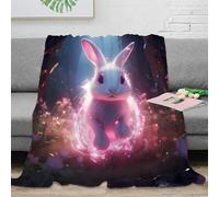 stampa 3D Magical bunny coperta da pisolino microfibra biancheria da letto compatta plaid da ufficio morbido e caldo anti-pilling per riposo in ufficio Fantasy glowing creature 40x50inch(100x130cm)