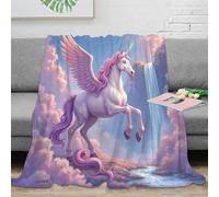 stampa 3D Magical unicorn coperta da pisolino microfibra biancheria da letto calda plaid da pisolino morbido per pause studio studentesche Fantasy winged creature 40x50inch(100x130cm)
