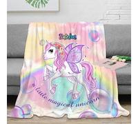 stampa 3D Magical unicorn coperta microfibra biancheria da letto lavabile e anti-pilling coperta da riposo morbida e calda per relax quotidiano Fantasy fairy arte 40x50inch(100x130cm)