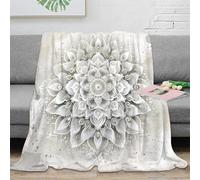 stampa 3D mandala-arte coperta da camera da letto microfibra biancheria da letto termica coperta per tutte le stagioni anti-pilling per tutto l'anno bianco-floreale-design 50x60inch(127x152cm)
