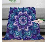 stampa 3D Mandala design coperta microfibra biancheria da letto soffice e calda coperta termica traspirante anti-pilling non perde pelo per uso domestico Blue purple floreale 60x80inch(150x200cm)