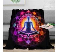 stampa 3D meditation glow coperta da ufficio microfibra biancheria da letto calda e morbida coperta da viaggio soffice compatta anti-pilling per uso versatile spiritual energy 50x60inch(127x152cm)