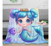 stampa 3D mermaid princess plaid da salotto microfibra biancheria da letto soffice e caldo coperta da camera da letto lavabile in lavatrice per camera cartone animato carino 80×90inch(200x230cm)
