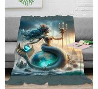 stampa 3D mermaid queen coperta da viaggio microfibra biancheria da letto leggera plaid da viaggio compatto e morbido anti-pilling per spostamenti fantasy ocean arte 40x50inch(100x130cm)