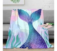stampa 3D Mermaid tail coperta da ufficio microfibra biancheria da letto leggera coperta da riposo calda per giovani lavoratori dipendenti Fantasy ocean arte 50x60inch(127x152cm)