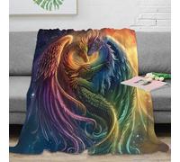 stampa 3D mitico drago pair coperta per tutte le stagioni microfibra biancheria da letto non perde pelo coperta versatile per regali per ogni occasione fantasy arte 80×90inch(200x230cm)