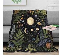 stampa 3D Moon night flora coperta da pisolino microfibra biancheria da letto traspirante coperta da ufficio per regali per lavoratori smart working Botanical fantasy arte 80×90inch(200x230cm)
