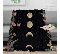 stampa 3D Moon phases coperta da pisolino microfibra biancheria da letto anti-pilling coperta da ufficio morbida e calda non perde pelo per ufficio Botanical illustrazione 60x80inch(150x200cm)