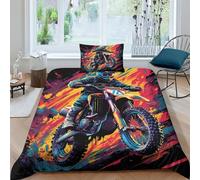 Stampa 3D Motocross Set Di Biancheria Da Letto 3 Pezzi Copripiumino Morbida Microfibra Per Ragazzi E Ragazze,coppie,camera Da Letto,decorazione Single(135x200cm)