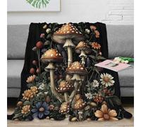 stampa 3D Mushroom arte coperta da pisolino microfibra biancheria da letto morbida e calda coperta da riposo lavabile in lavatrice per chi ama il comfort Botanical fantasy 50x60inch(127x152cm)