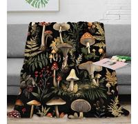 stampa 3D Mushroom illustrazione coperta microfibra biancheria da letto anti-pilling morbida coperta da ufficio calda e soffice non perde pelo per ufficio Botanical fantasy 50x60inch(127x152cm)