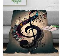 stampa 3D music note arte coperta in pile microfibra biancheria da letto compatta coperta da pisolino morbida per studenti in residenza universitaria abstract musical design 70×80inch(180x200cm)