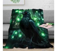 stampa 3D Mystic raven coperta da pisolino microfibra biancheria da letto morbida plaid da ufficio caldo per regali per colleghi Gothic fantasy arte 80×90inch(200x230cm)