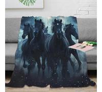 stampa 3D Mythical horses coperta da letto microfibra biancheria da letto soffice coperta da divano lavabile per regalo di inaugurazione casa Dark fantasy arte 70×80inch(180x200cm)
