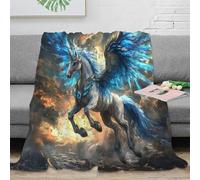 stampa 3D Mythical unicorn coperta in pile biancheria da letto morbida e calda coperta termica traspirante lavabile in lavatrice per freddo invernale Fantasy winged creature 70×80inch(180x200cm)