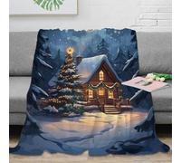stampa 3D Natale cabin coperta per aria condizionata microfibra biancheria da letto morbida coperta per estate leggera per giovani in vacanza estiva Inverno festive scena 70×80inch(180x200cm)
